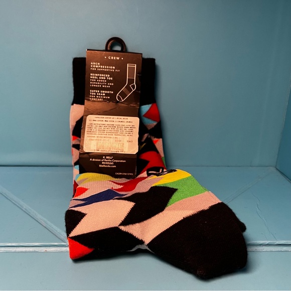 ⭐️ K. Bell Men’s Multi-coloured Patterned Crew Socks - Picture 2 of 5